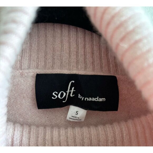 Soft by Naadam Womens 100% Cashmere Waffle Stitch Turtleneck Sweater Rose Size S - Picture 7 of 7